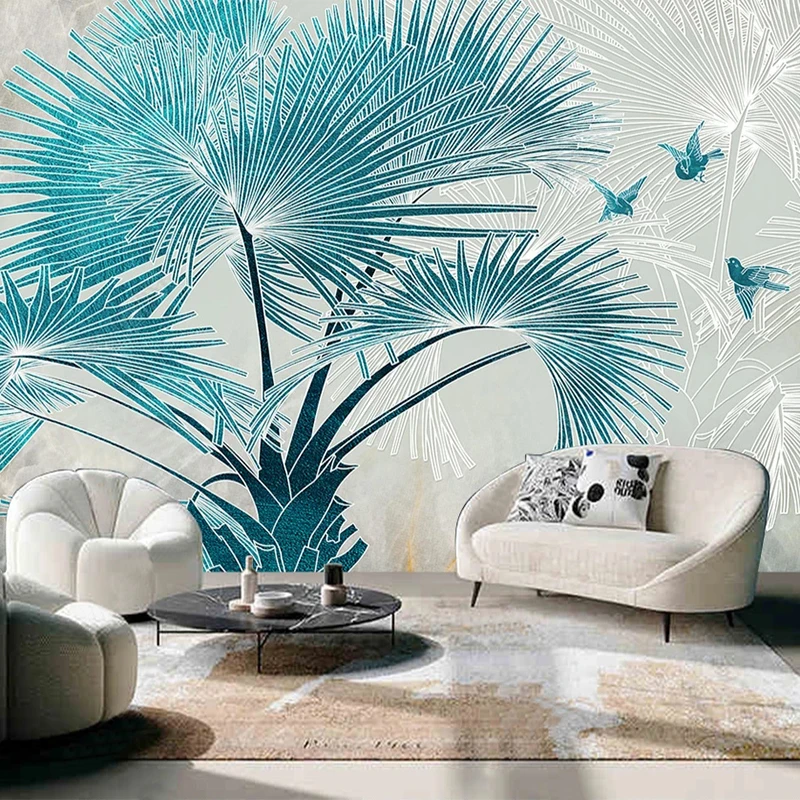 Custom 3D Embossed Wallpaper Palm Tree Bird Photo Mural Living Room Bedroom Modern Style Home Decor Wall Painting Backdrop