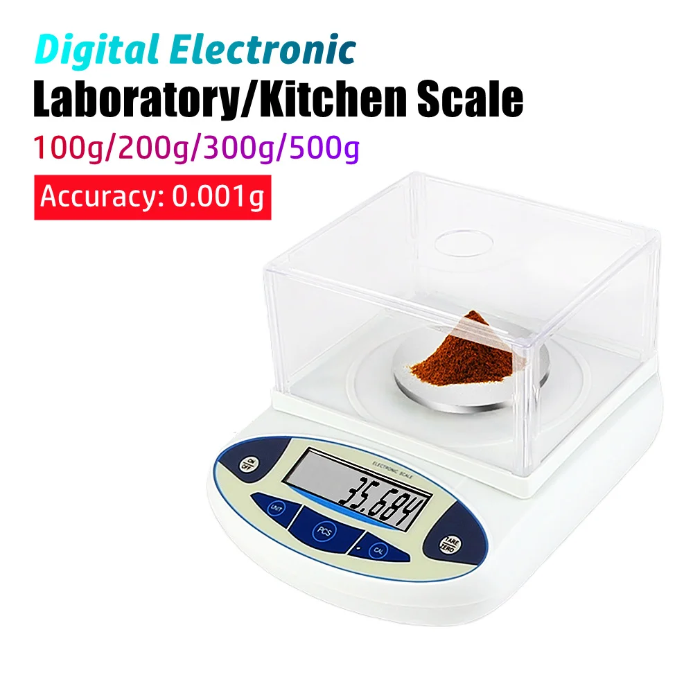 

LCD Digital Laboratory 0.001g High Accuracy Electronic Balance 100g 200g 300g 500g Household Kitchen Electronic Desktop Scale