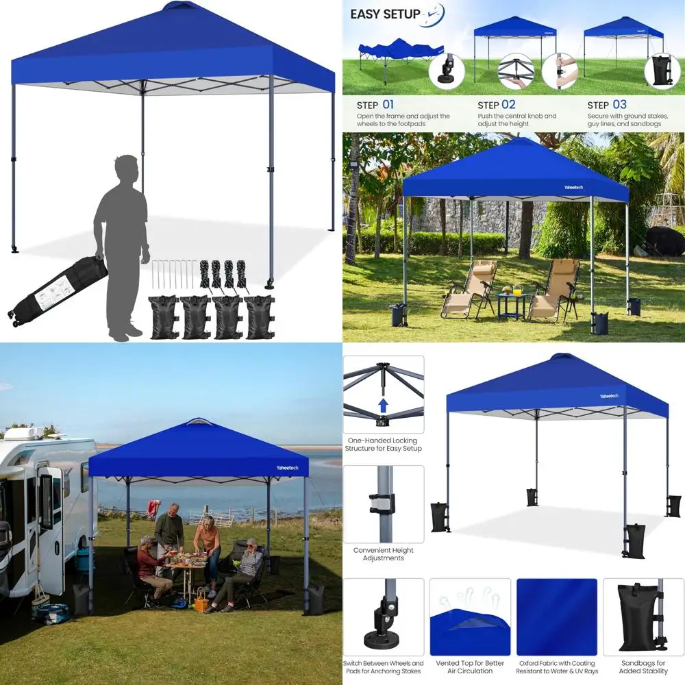 

Heavy-Duty Waterproof Instant Canopy Tent with Integrated Wheels for Mobility, 10x10 Sun Shelter for Outdoor Events