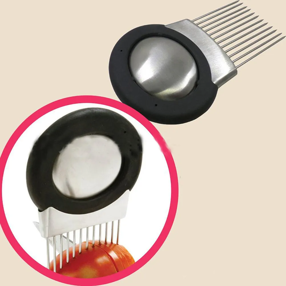 Onion Fork Stainless Steel Vegetable and Potato Slicer Holder Kitchen Fruit Cutting Gadget Onion Holder for Slicing Uniform