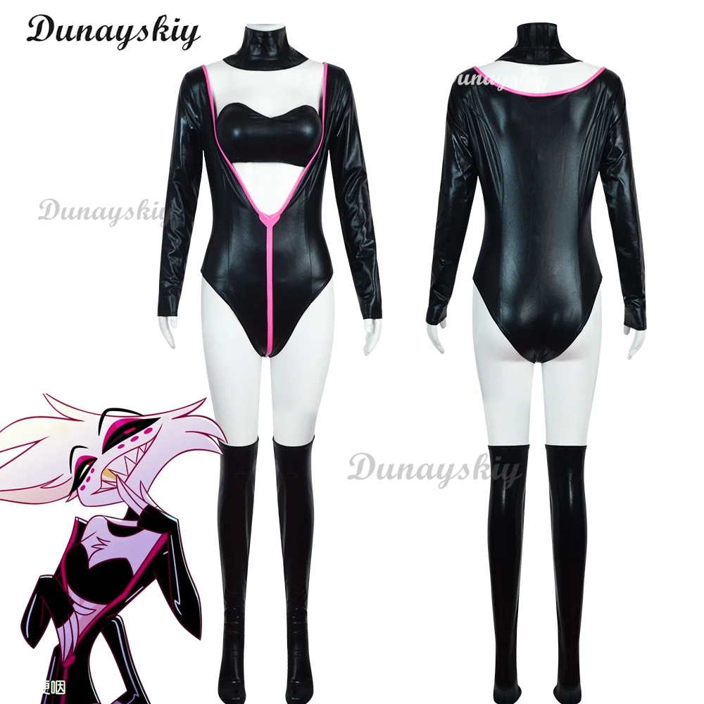 Hazbiin Cosplay Traje para Homem e Mulher, Fantasia de Halloween, Peruca, Conjunto completo, Hotel Alastor, Dust Angel, Uniforme Vx