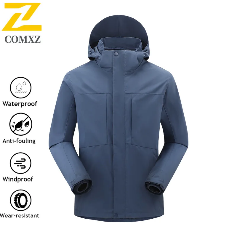 

Autumn Winter Ski Jacket Men's Fashion Solid Color 3-in -1 Waterproof Fleece Jacket Couple's Outdoor Storm Camping Windbreaker