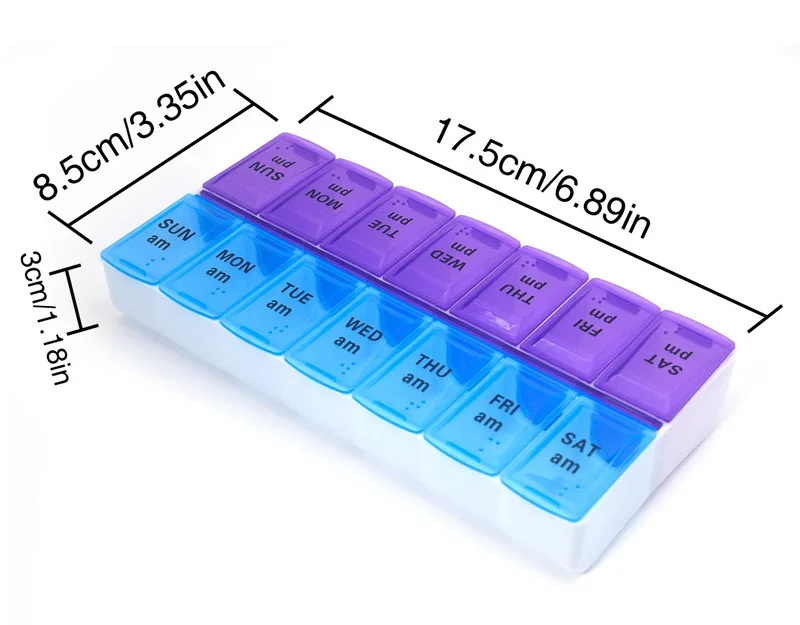 14 Grids Weekly Pill Case 7 Days Medicine Box Tablet Dispenser Organizer Pill Box Splitters Plastic Storage Box