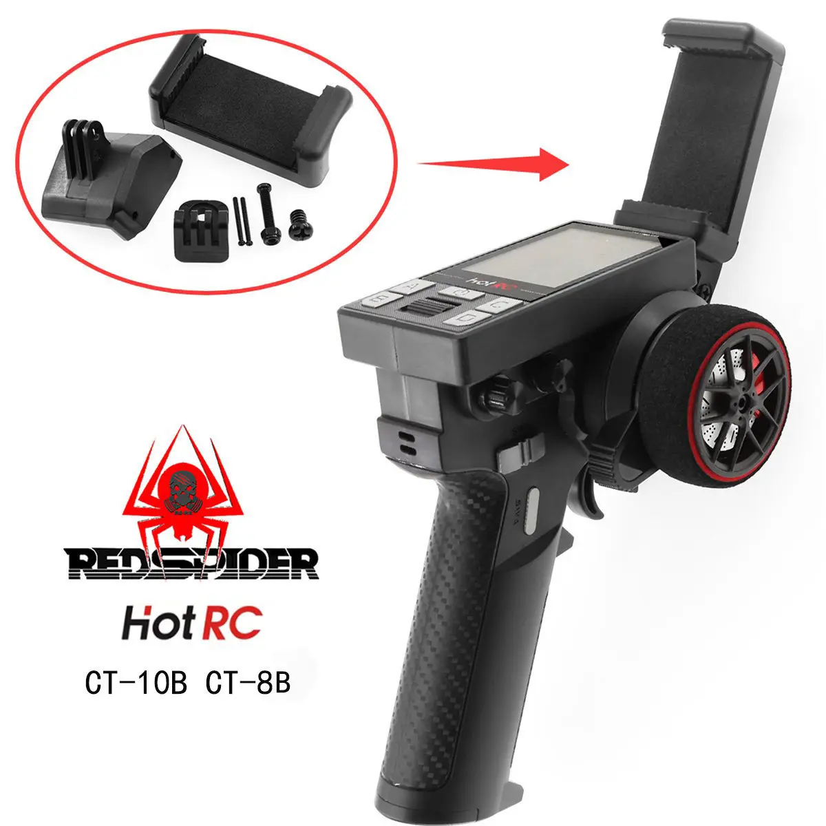 Phone Holder Clip Bracket Mount Support for HOTRC Remote Control CT-10B CT-8B Gun Control FPV RC Car Boat Parts
