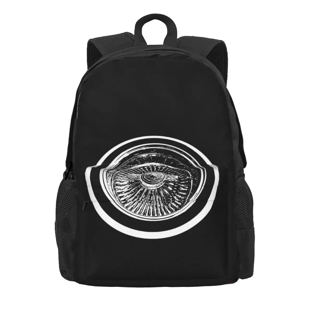 Lowrider Wire Wheel Knockoff Engraved Car Show Large Capacity Backpack Travel Schoolbag Personalised Riding Backpack