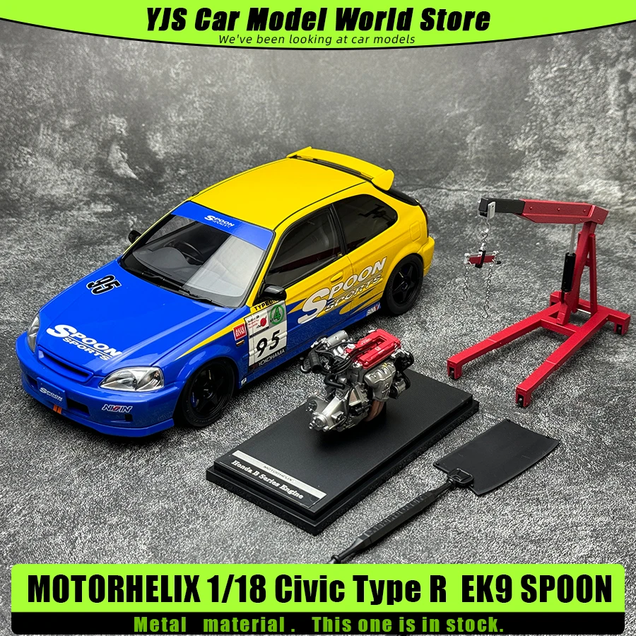 Motorhelix MH 1:18 Civic Type R EK9 SPOON Car Model Sports Static Model Birthday Present