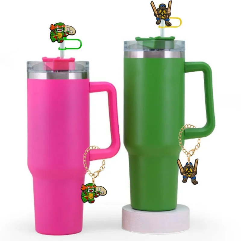 2PCS TMNT Teenage Mutant Ninja Turtles Straw Covers for Stanley Tumbler Cups Accessories Silicone Drinking Dust Cap Straw Tips