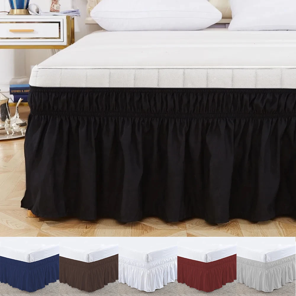 

1PC Elastic Bed Ruffles Bed Skirt Soft Comfortable Wrap Around Fade Resistant Solid Color BedSkirts Bedding Bed Cover Protector