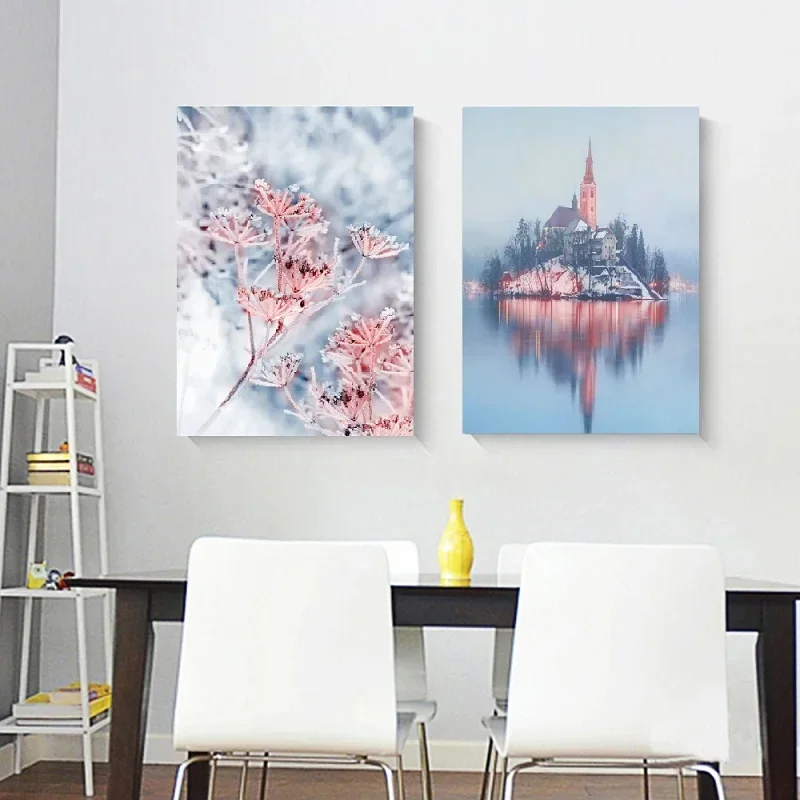 Winter Sunset Landscape Cafe Nordic Wall Art Aesthetics Print Canvas Painting Posters for Living Room Modern Home Decor