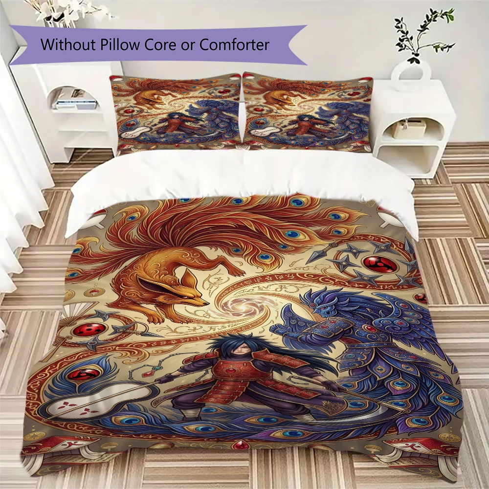 Naruto Print Pillowcase & Duvet Cover Set Anime Bedding for Room Decor Special Gift for Naruto Fans.-Xin