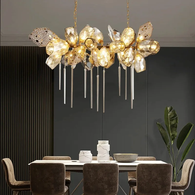 Luxury art design LED glass ceiling light, suitable for villa living rooms, stairs, dining rooms, crystal decorative chandeliers