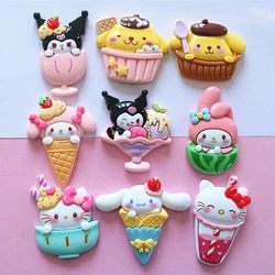 10 PCS Cartoon Summer Drink Ice Cream Cream Cat, Rabbit Resin Scrapbook DIY Jewelry Hairpin Headrope Decoration Crafts