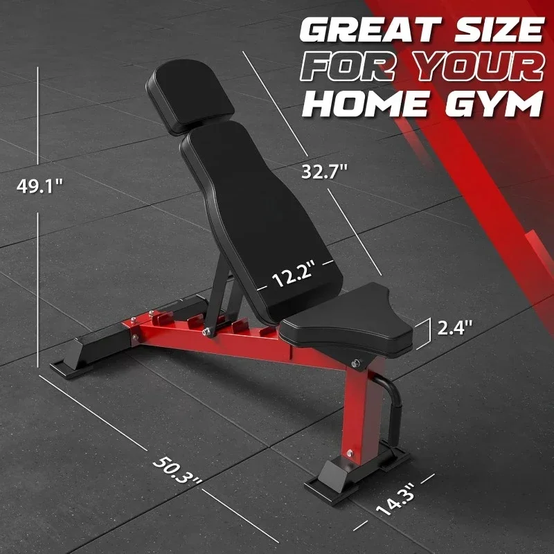 Adjustable Weight Bench, Adjustable Strength Training Bench for Full Body Workout, Workout Bench with 7 Back Positions