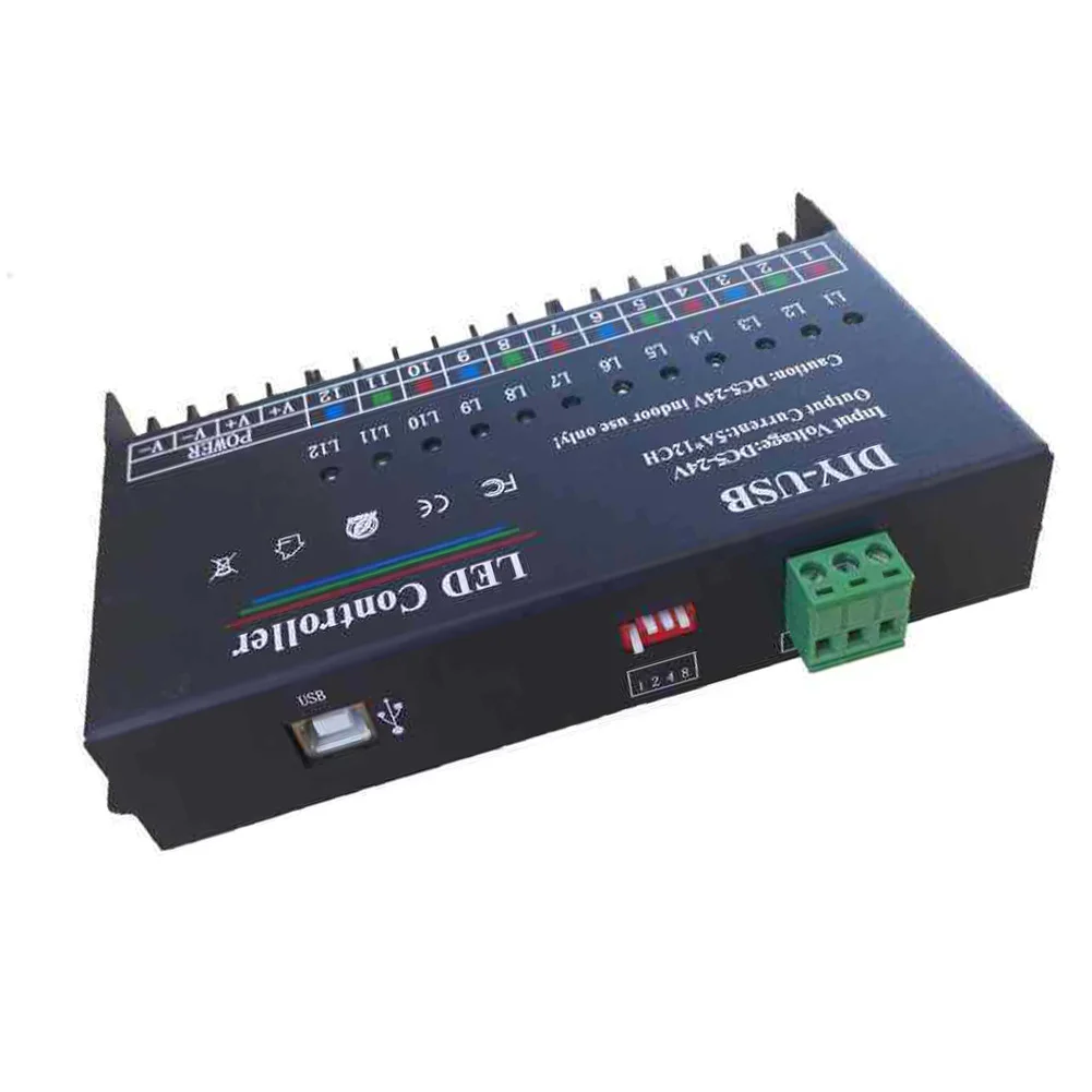 1pc 12-channel RGB/monochrome General 60A LED Strip Programmable Controller For Large Installations Art Displays