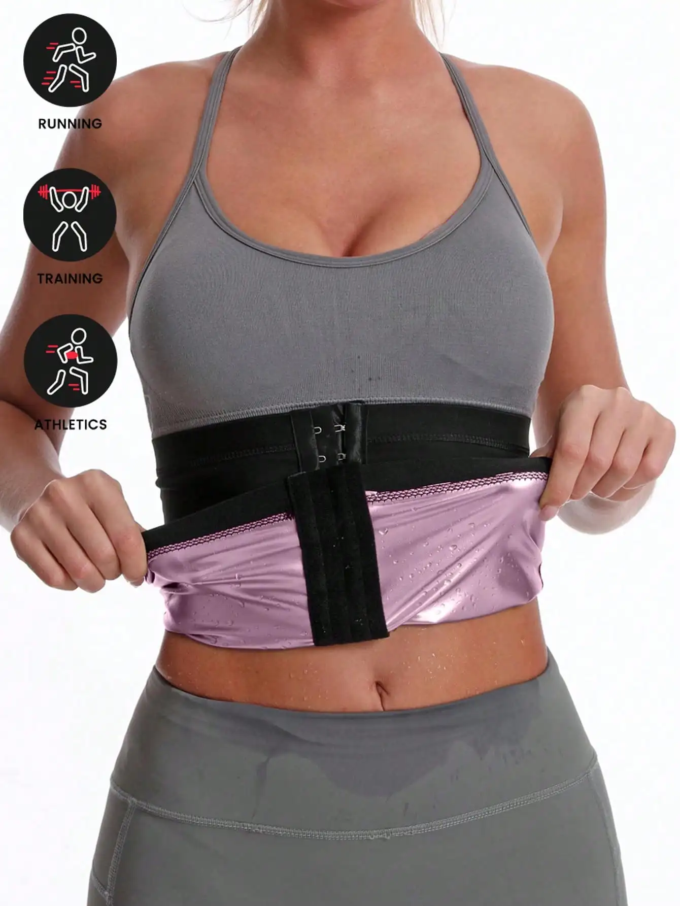 Sports Outdoor PU Polyurethane Abdominal Belt Shapewear Waist Trainer Corset Gym Accessories For Belly Slimming Girdles, Lumbar Girdles For Belly Slimming Corset Pink Spring
