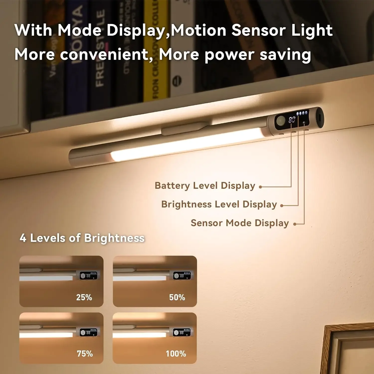 LED Motion Sensor Night Light with LED Digital display 44LED 2200mAh Rechargeable For Wardrobe Kitchen Wireless Cabinet Lights