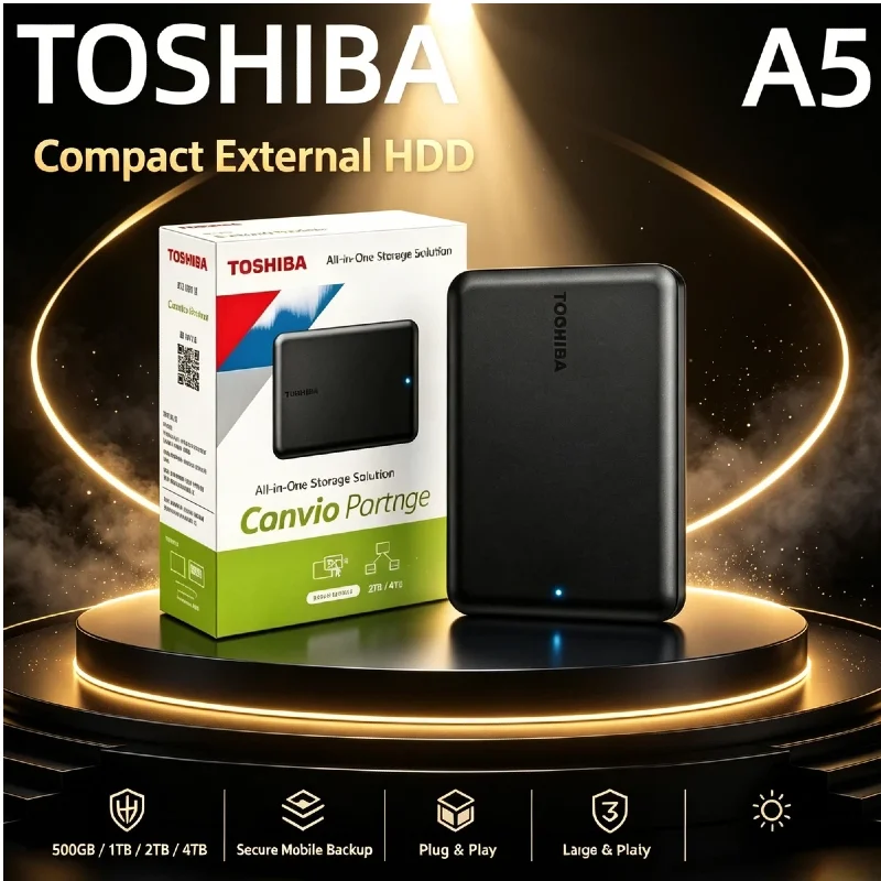 Original Toshiba A5 2TB USB3 2 Gen1 Portable External HDD 2 5 Slim Lightweight For PS5 Laptop Desktop PC Backup Pro Core Speed
