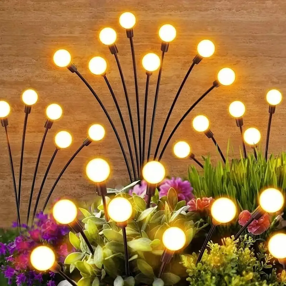  Solar Firefly Lights 4/8 Packs - 8 LED Outdoor Garden Path Lights Sway by Wind Pathway Light For Yard And Courtyard, Easy To Install Outdoor Lawn Wedding Christmas Decoration