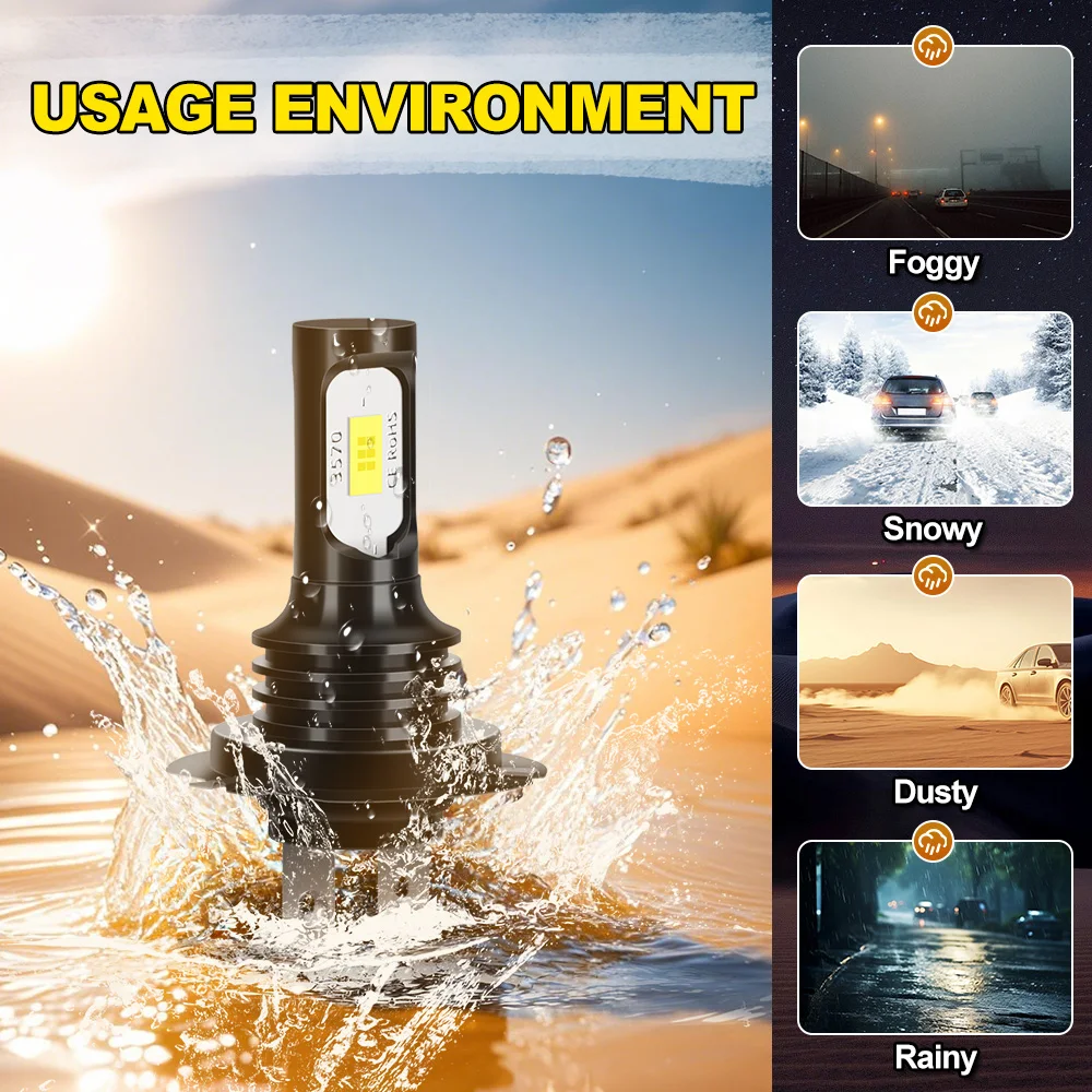 

2Pcs H7 LED Headlight Bulbs 16000LM 12V Auto LED Headlamp IP68 Conversion Driving Light PLug and Play 6000k White Light