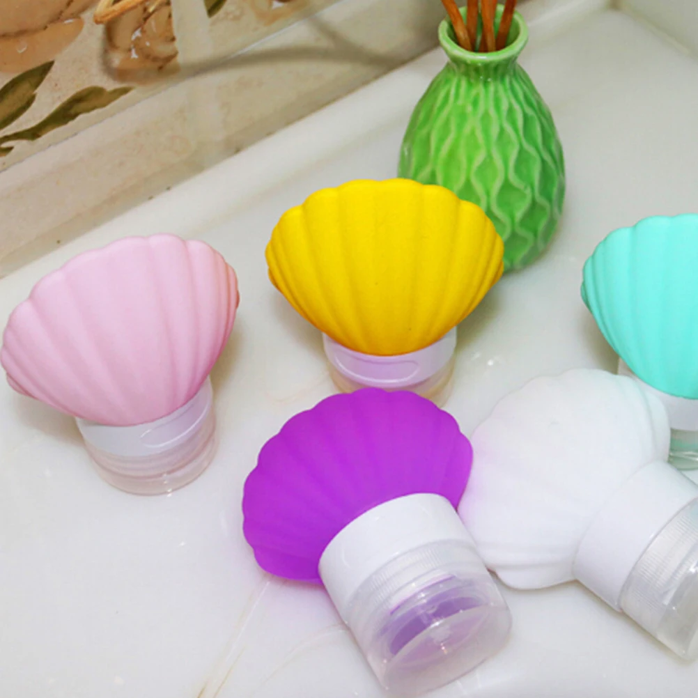 

5 Pcs Bottle Set Purple Shampoo Essential Oil Subpackaging Shell Shape Travel Accessories Portable Empty