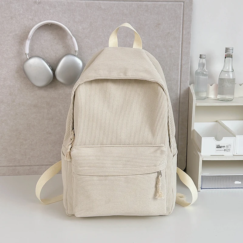 

New Solid Color Women'S Waterproof Nylon Backpack Simple School Bag For Teenage Girl Shoulder Travel Bag School Backpack