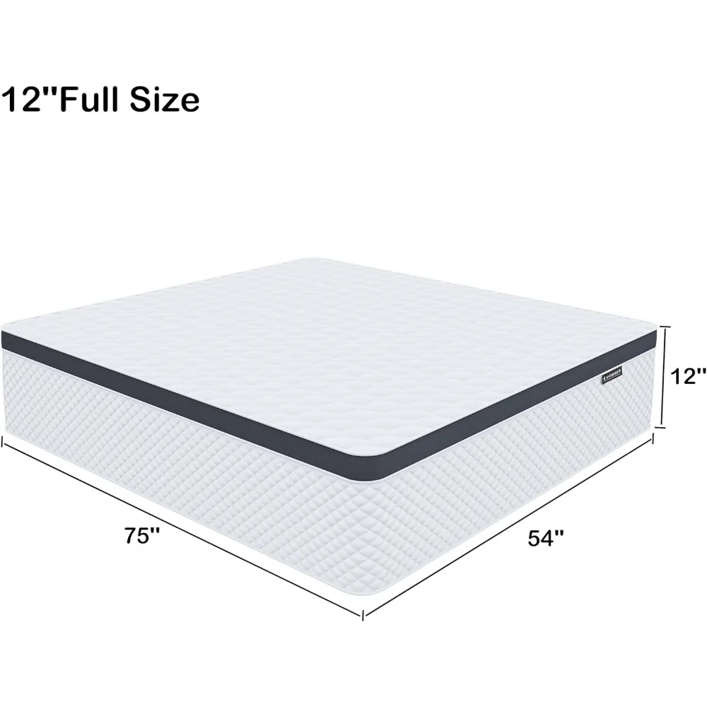 12-Zoll-Gel-Memory-Schaum in voller Größe und Hybrid-Federkernmatratze in einer Box mit individuellen Taschenfedern