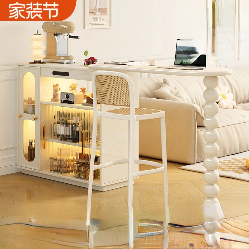 

French double-sided bar partition cabinet integrated dining table