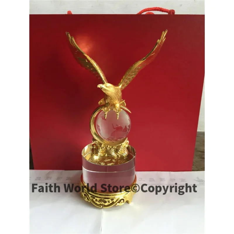 BEST Business gift - TOP COOL Home office efficacious fortune Mascot Money Drawing Eagle vulture lanneret GOLDEN crystal statue