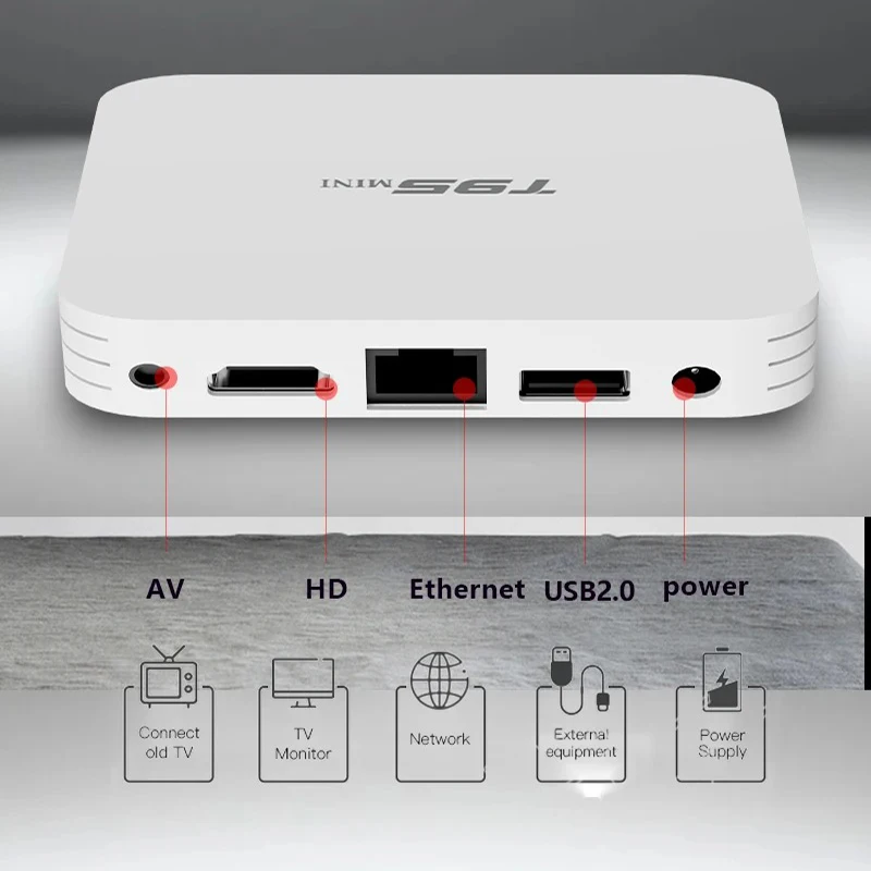 T95 Mini-TV-Box Android 10, Set-Top-Box HDR 4K Quad-Core H.265 WiFi 4G Smart Media Player IPTV Allwinner H3