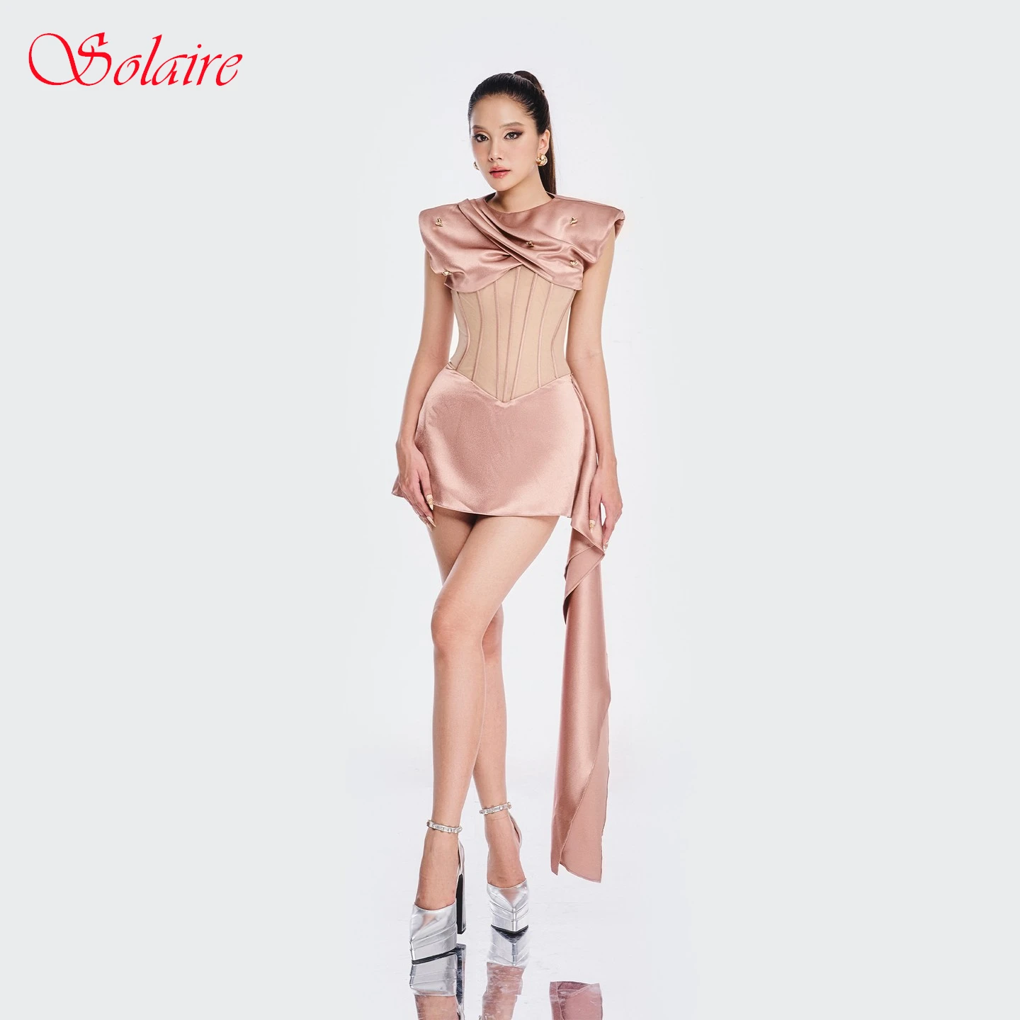 

Customized Straight Crew Neck Elegant Formal Evening Dress Temperament High Quality Celebrity Gowns Fashion Delicate Prom Dress