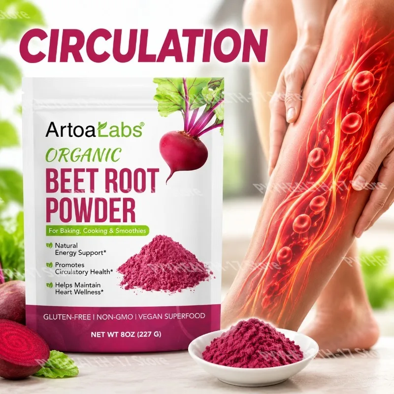 Organic Beet Root Powder Natural Support for Blood Circulation & Heart Health, Boost Daily Energy Vegan Non‑GMO Superfood 227g