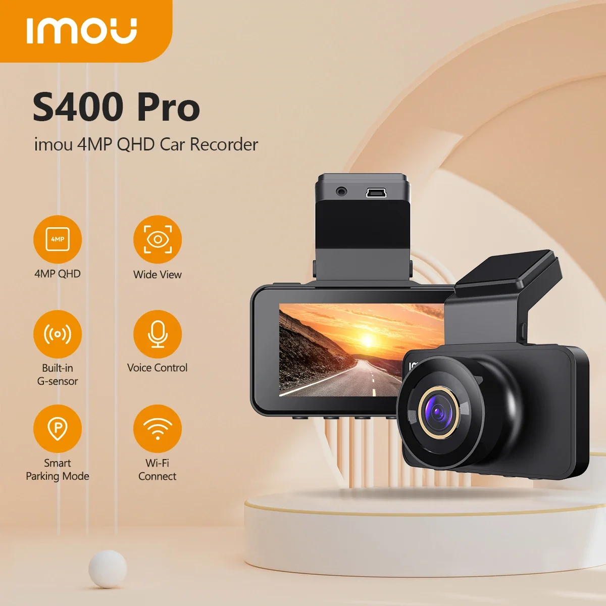 IMOU S400 PRO 2K Dash Cam for Car Built-in GPS ADAS Voice Control Night Vision 24H Parking Monitior Video Recorder Wifi