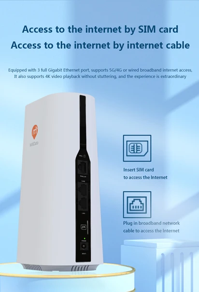 New Style 1000m 5g Cpe Wifi6 Wireless Esim router Modem Support Wps 5g Router With Sim Card Slot