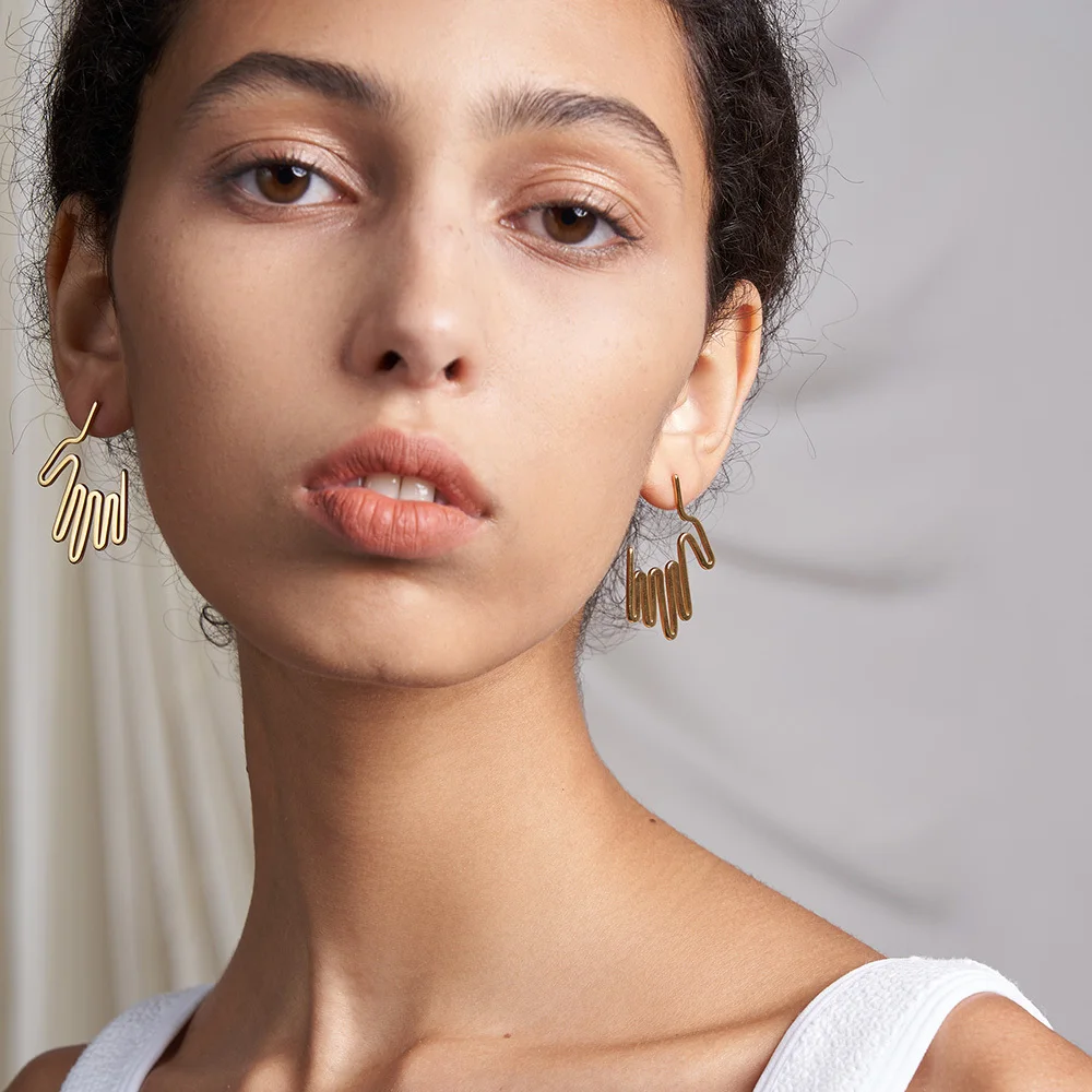 

ENFASHION серьги-капли с линиями рук для женщин, висячие серьги Aretes из нержавеющей стали золотого цвета, 2021, модные ювелирные изделия, подарок E211253