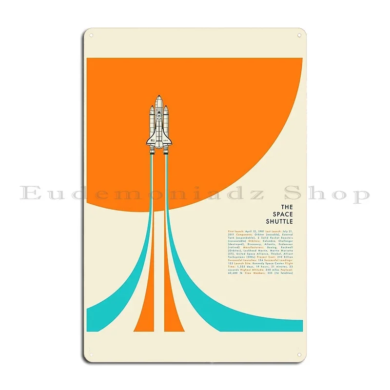 The Space Shuttle Metal Sign Classic Wall Cave Design Wall Cave Funny Tin Sign Poster