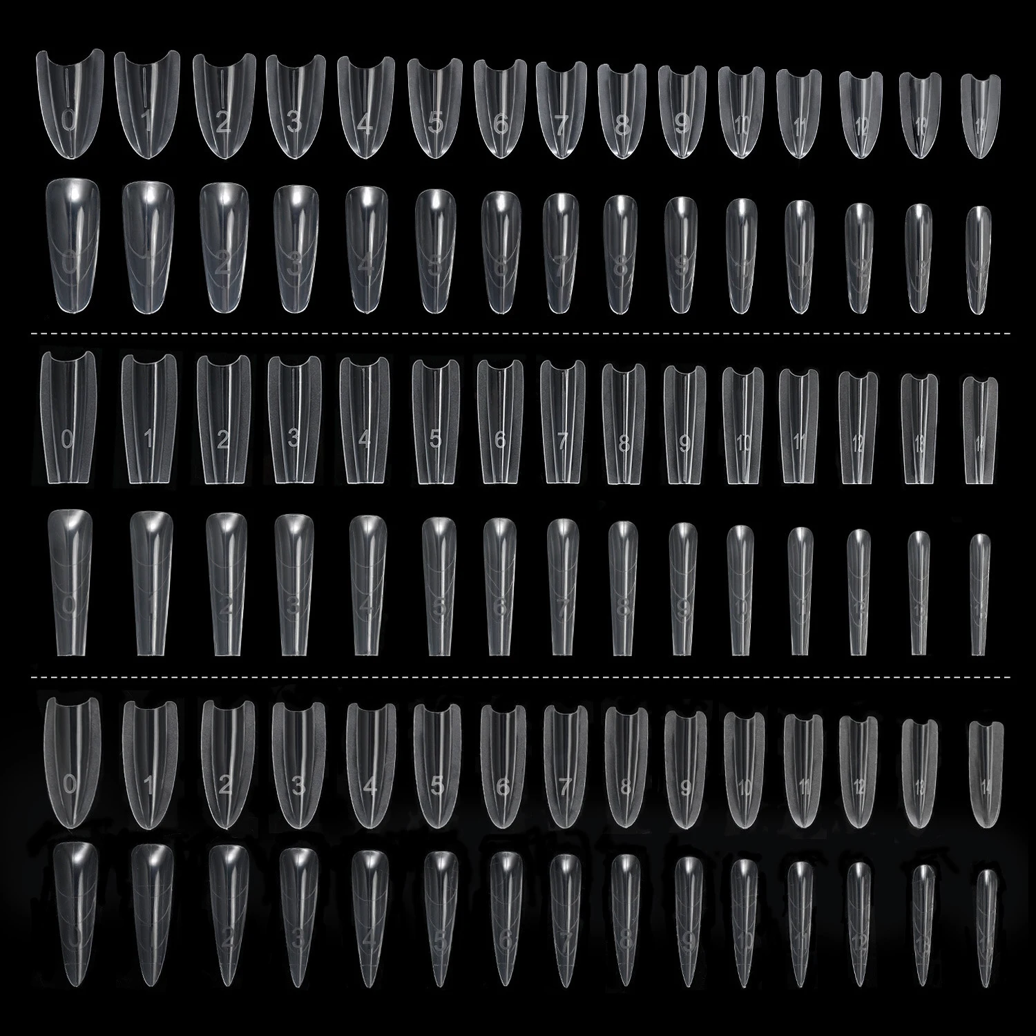 240 Stück Sandwich-Doppel-Nagelformen zur Verlängerung, wiederverwendbar, gemischte 15 Größen, Sarg- und Mandelform, schnelle Nagelverlängerung, Maniküre-Werkzeuge, Top-Qualität – Detail 12