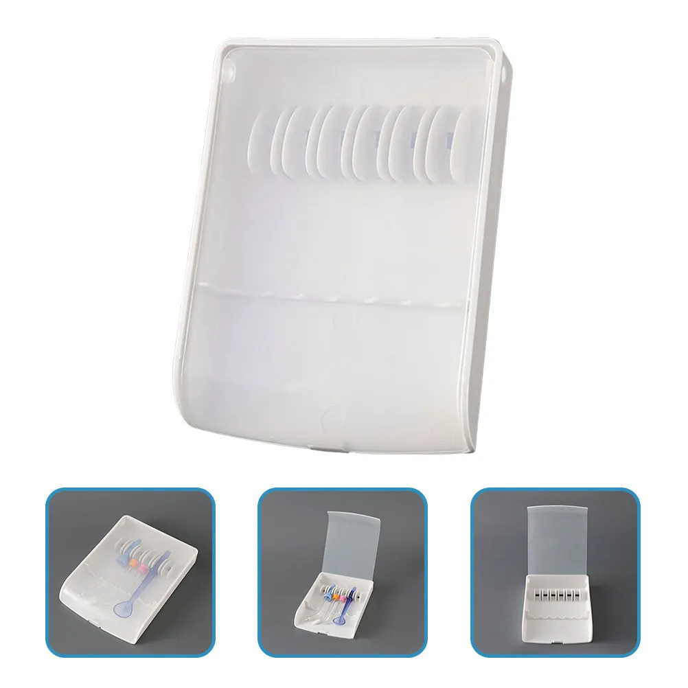 

6-Grid Transparent Replacement Tips Container for Water Flosser Heads Easy Visibility Sturdy Travel-Friendly Dental Storage Box