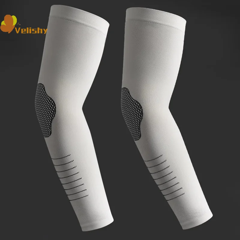 1 par de mangas de brazo UPF50 + sensación fresca transpirable seda de hielo manga de ciclismo correr pesca protector solar soporte de brazo Unisex