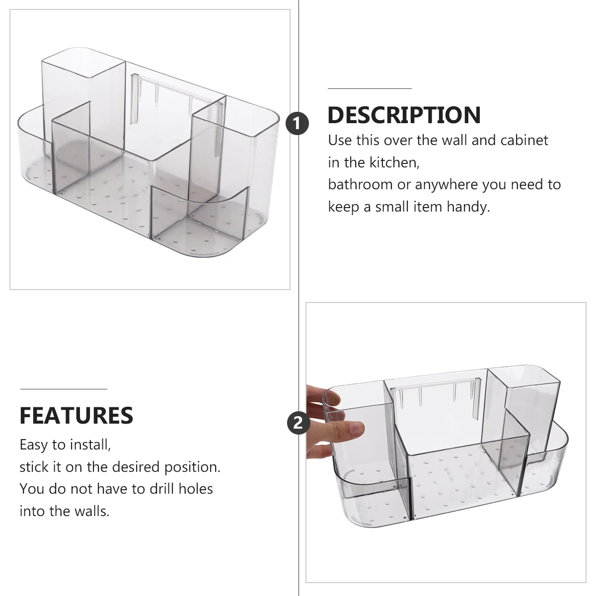 

1pc Stainless Steel Wall Mounted Box Holder 24H Adhesive No Drilling Needed Makeup Organizer Bathroom Storage Rack Non