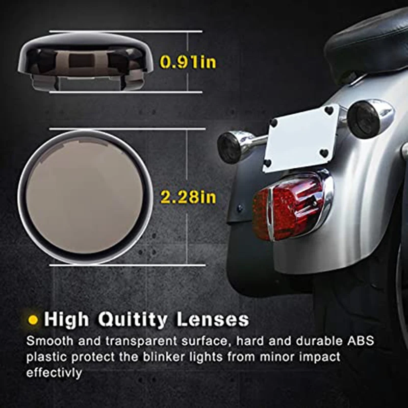 

Smoke Turn Signal Light Lens Cover Compatible For Sportster Street Glide Road King, Qty 4