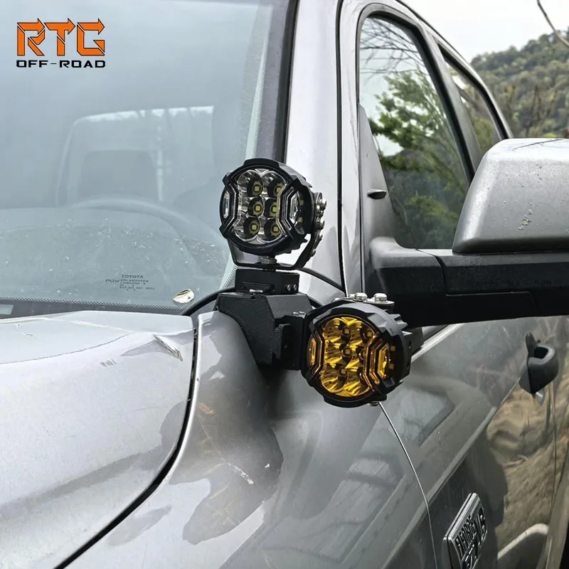 RTG Auxiliary Light Holder for 2014-2021 Toyota Tundra Hood Light Brackets A-pillar Light Stand Aluminium Light Base