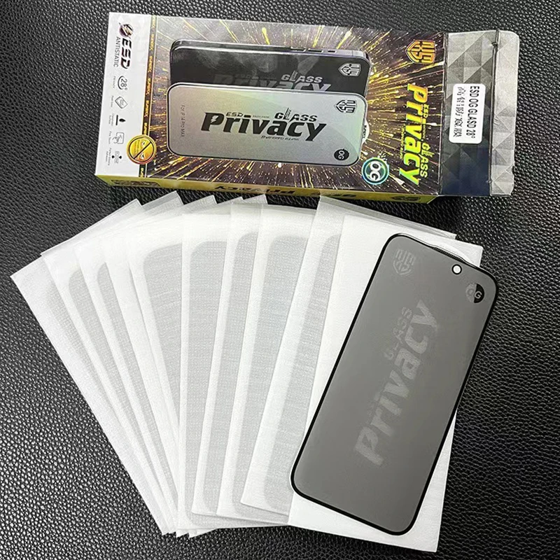 3 قطعة OG ESD 28 °   واقي شاشة من الزجاج المقسى للخصوصية مضاد للكهرباء الساكنة لهاتف iPhone 17 Air 16 Pro Max 16E 15 Plus 14 13 12 11 XS