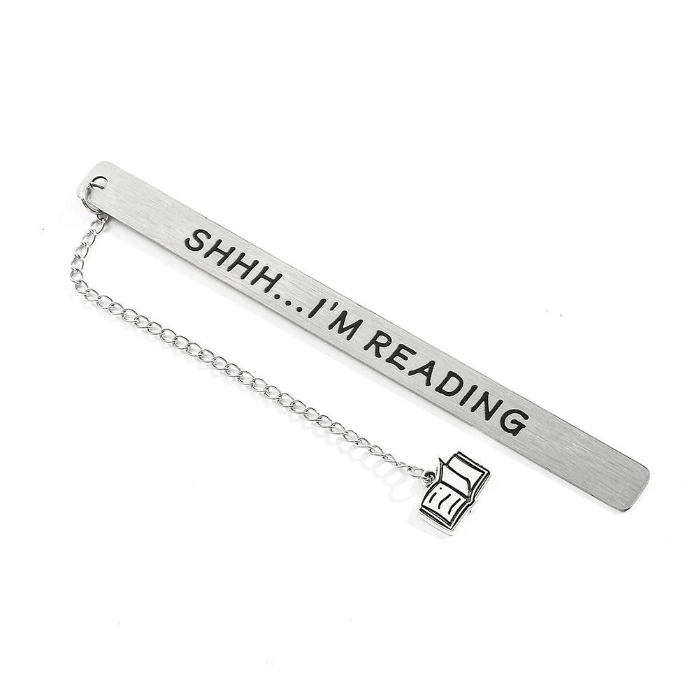 إشارة مرجعية من الفولاذ المقاوم للصدأ "SHHH...I'm Reading" مع سحر الكتاب - علامة روح الدعابة لعشاق الكتب والبيليوفيلات والهدايا - الهدايا.