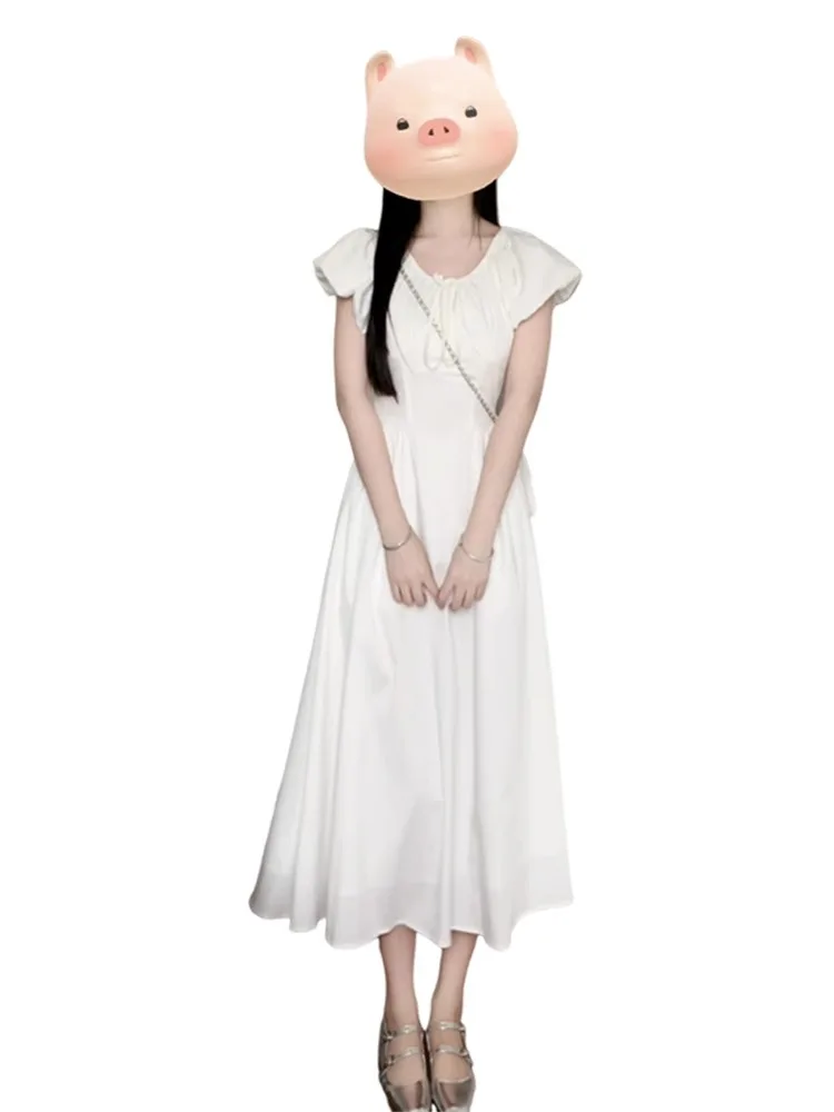 Vestidos de manga curta das mulheres noite 2025 mulher inverno tweed malha standneck acolchoado em camadas faixas recepção aniversário escritório y2k