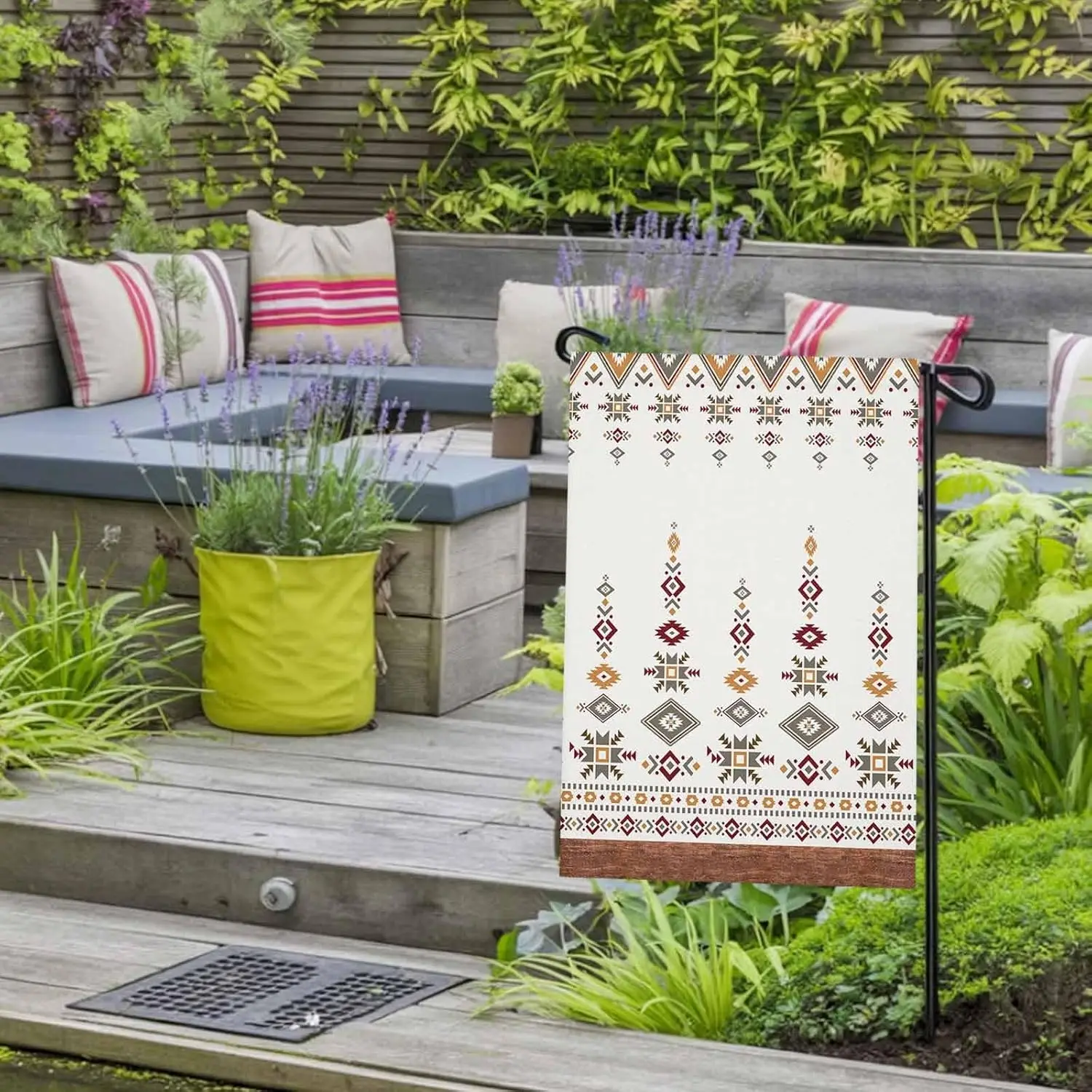 Vintage Abstract Ethnic Art Garden Flags 12x18 Inch Double Sided Welcome Yard Flags for Outdoor Decor Southwest Tribal Abstr ZZM