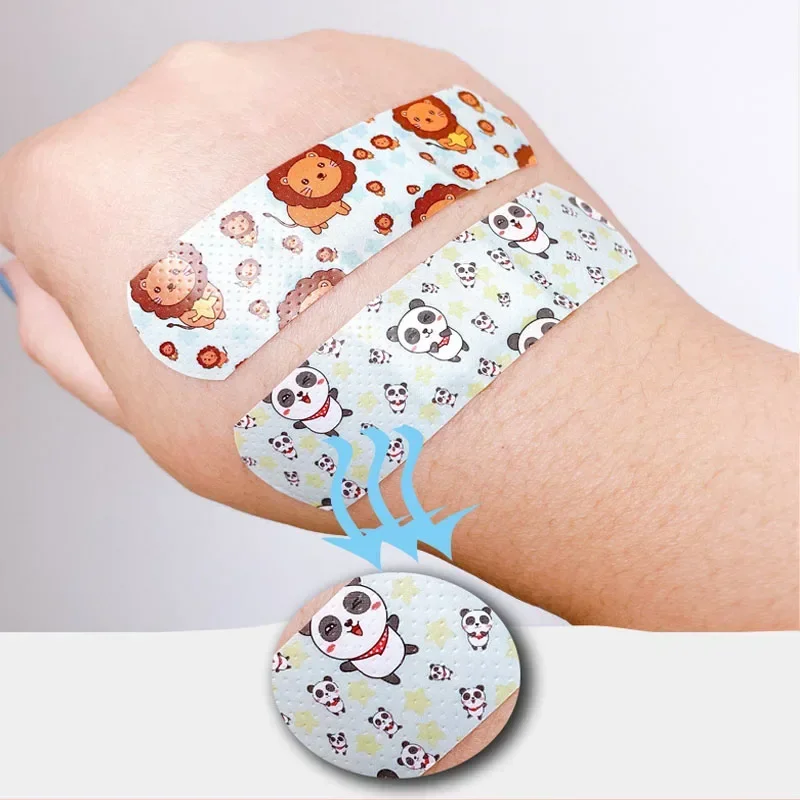 120Pcs For Children Repair Tape Knuckle Sticker  Bandages Kids Cartoon Animal Flexible Adhesive Waterproof First Aid for Cuts