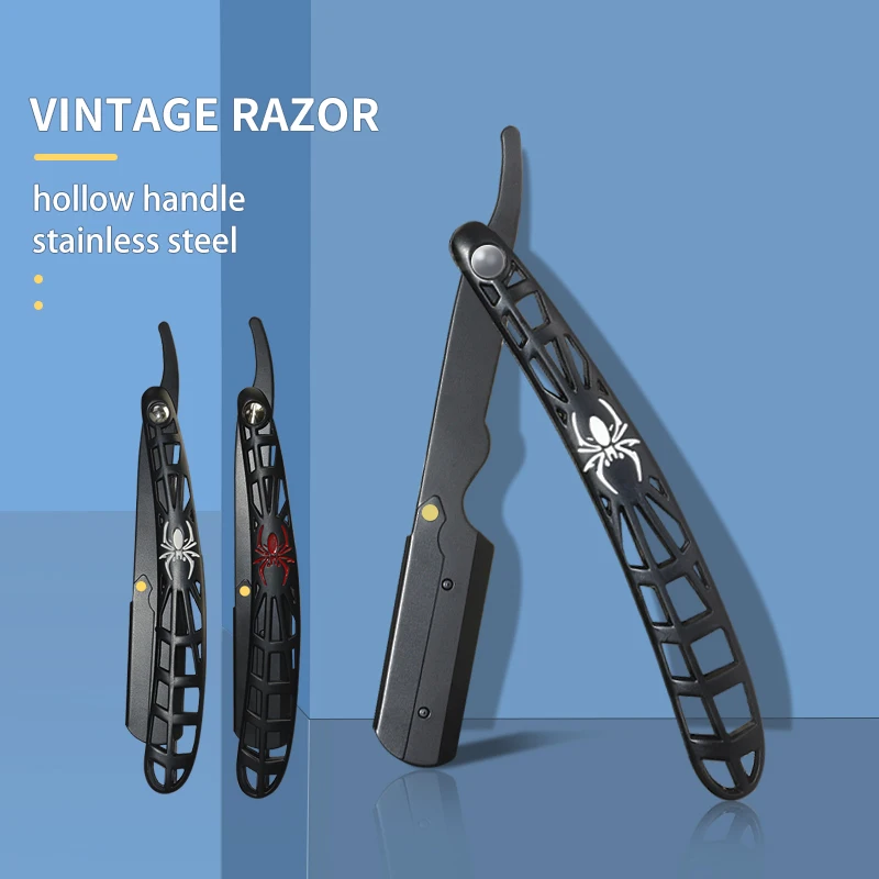 

Профессиональная бритва для бритья для мужчин, парикмахерские бритвы из цинкового сплава с прямыми краями, складная безопасная бритва для удаления волос в виде паука