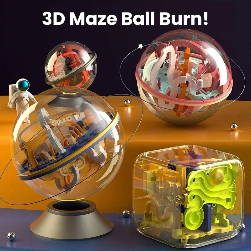 Magic Balance Maze Ball Stress Relief Toy Transparent Intellectual Development Cube Ball Decompression Toy Gift for Kids Adult