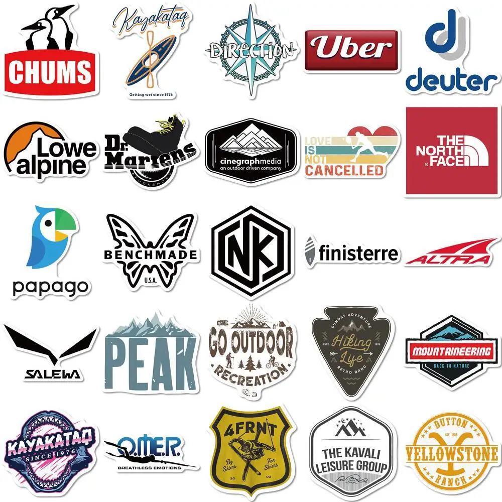 50Pcs Outdoor Sports Logo Graffiti Sticker Waterproof Luggage Skateboard Bicycle Travel Water Bottle Sticker