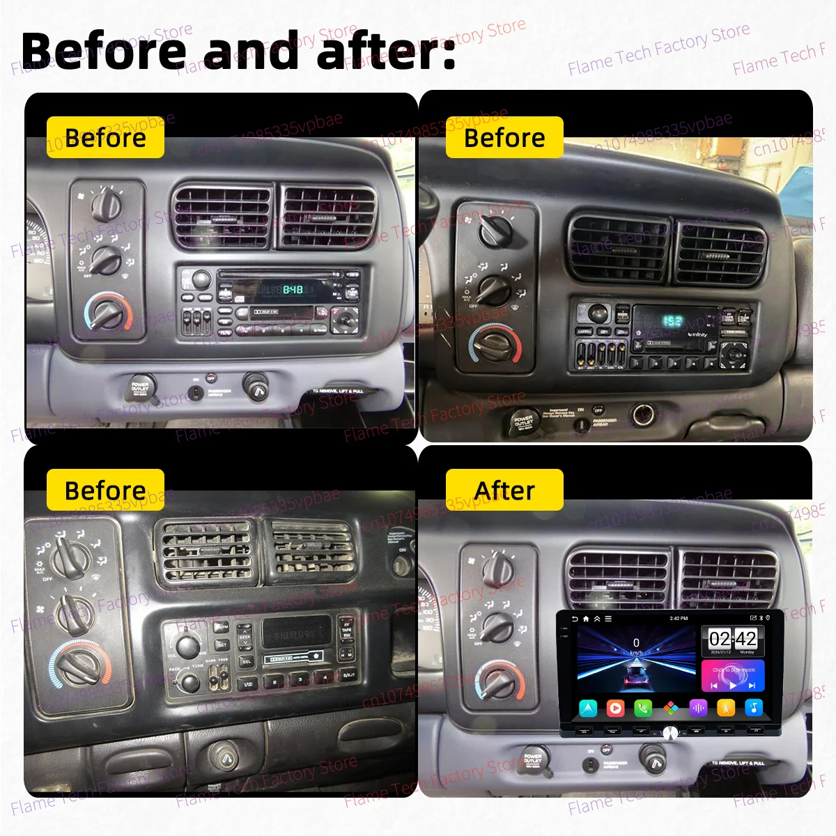 For Dodge Dakota Durango 1987-2000 Android 1Din Car Stereo 9